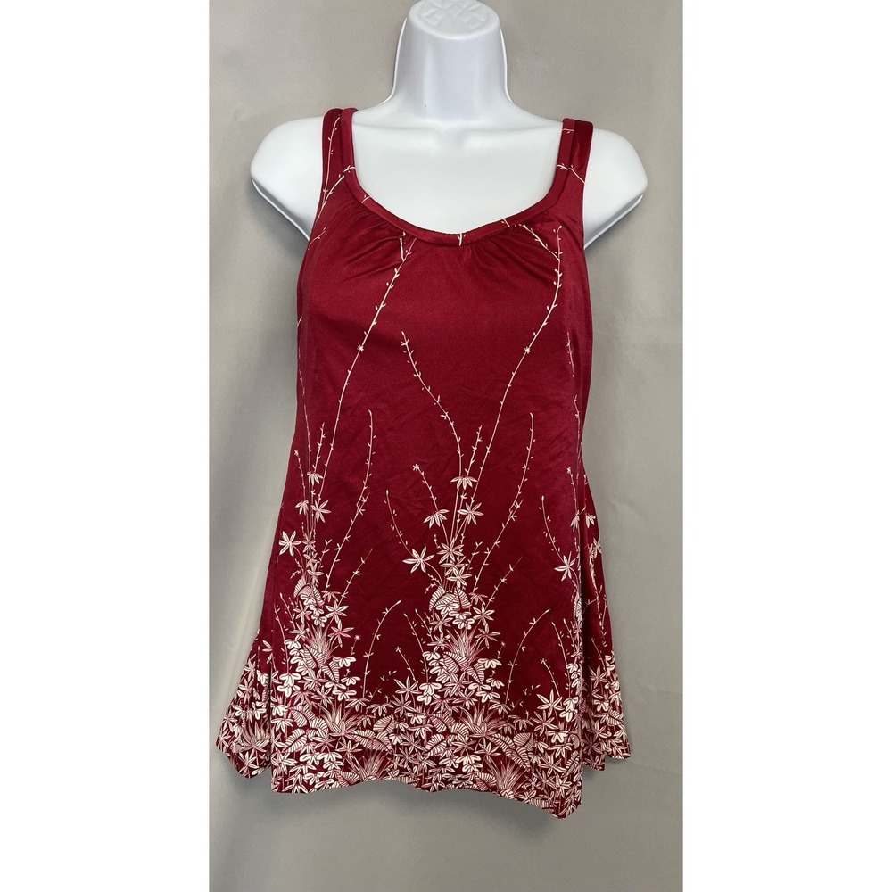 Vintage Roxanne Women's 50s  60s swimsuit  Sz 16/38 C‎ Red Floral Y2K Made USA